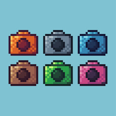 Poster - Pixel art sets of camera icon with variation color item asset.camera icon on pixelated style. 8bits perfect for game asset or design asset element for your game design asset