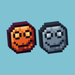 Poster - Isometric Pixel art 3d of happy emoticon icon for items asset.happy emoji icon on pixelated style.8bits perfect for game asset or design asset element for your game design asset.