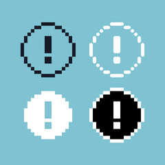 Poster - Pixel art sets of exclamation mark sign icon with variation color item asset.exclamation mark icon on pixelated style. 8bits perfect for game asset or design asset element for your game design asset