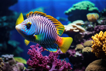 Close view of a colorful tropical fish