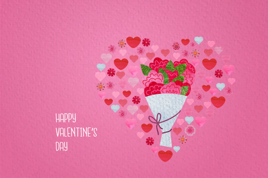 Valentine's Day banner with pink hearts for background