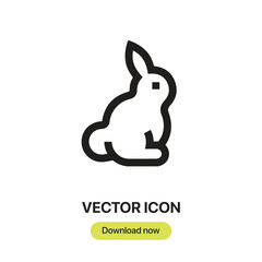 Poster - Rabbit icon vector. Linear-style sign for mobile concept and web design. Rabbit symbol illustration. Pixel vector graphics - Vector.