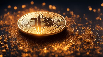 Poster - Digital Bitcoin Currency is a new form of currency that uses blockchain technology. It is digital and makes cash transactions fast and secure.