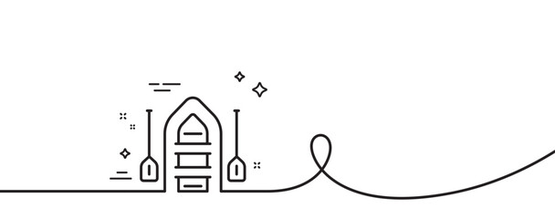Poster - boat line icon. continuous one line with curl. inflatable vessel sign. fishing paddle symbol. boat s
