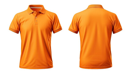 Wall Mural - Front and back orange polo shirt mockup, cut out