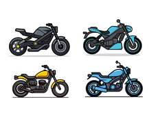 Set Of Motorcycle Illustration Vector On White Background