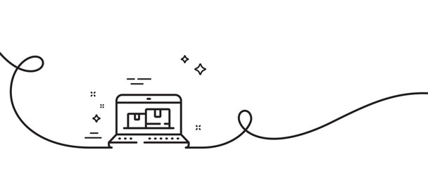 Canvas Print - Web inventory line icon. Continuous one line with curl. Wholesale computer sign. Warehouse system symbol. Web inventory single outline ribbon. Loop curve pattern. Vector