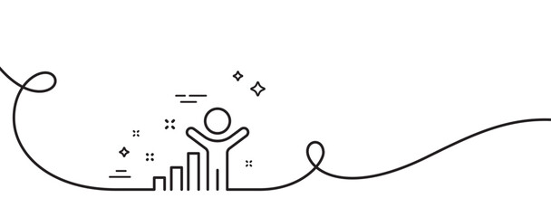 Poster - winner line icon. continuous one line with curl. best results sign. first place symbol. winner singl