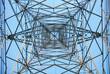 © Barry - looking up inside a electricity pylon with a blue sky