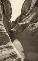 Sticker - Black and white view of Antelope Canyon. Abstract background. Travel and nature concept.