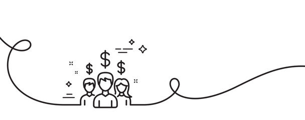 Poster - business networking line icon. continuous one line with curl. group of people with dollar signs. sal