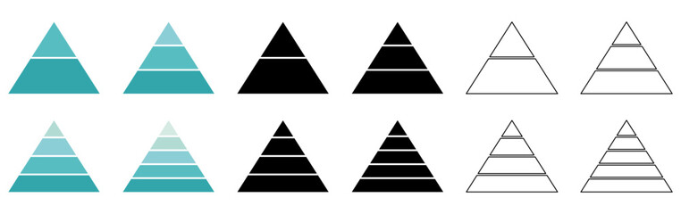Wall Mural - pyramid infographic templates collection. colour, silhouette and line triangle hierarchy data segmen