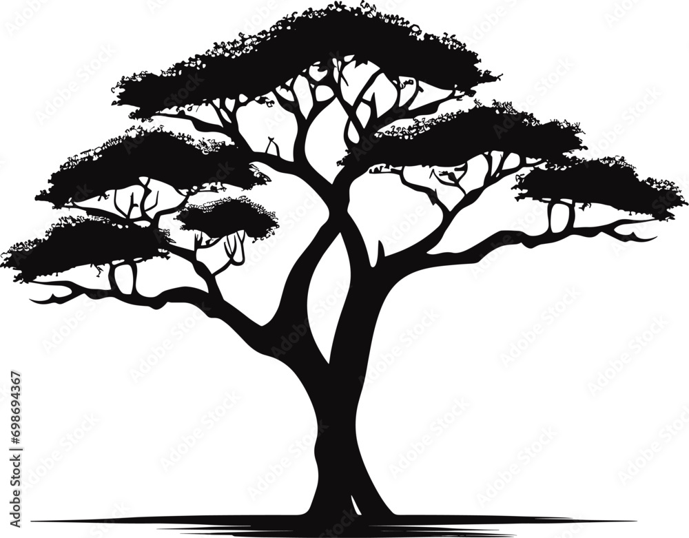 Beautiful vector tree silhouette outline vector icon for nature apps ...