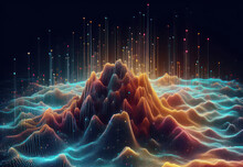 Colorful And Dynamic Display Of Swirling Lines And Dots That Create A Visual Representation Of Digital Data Or Abstract Art. Digital Data Visualization, Representing Network System