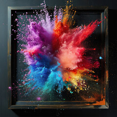 Wall Mural - abstract color splash with frame for wallpaper design. colorful dust explode.