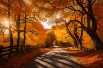 Wall Mural - autumn in the park generated by AI technology