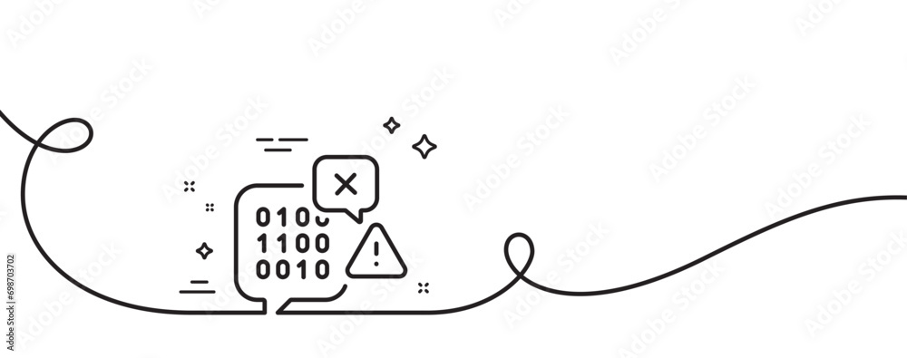 Binary code line icon. Continuous one line with curl. Ransomware threat ...