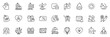 © blankstock - Icons pack as Map, Flight sale and My love line icons for app include Air balloon, Discounts chat, Ice cream outline thin icon web set. Search puzzle, Discount banner, Call me pictogram. Vector