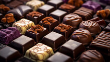 Assorted Chocolate Candies, Dark And Milk Belgian Chocolate Pralines Close-up Photo 