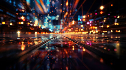laser beams and bokeh abstraction raise the view from the floor move the vanishing line downwards, r