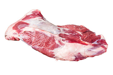 Sticker - Raw lamb mutton shoulder meat on the bone Transparent background. Isolated.