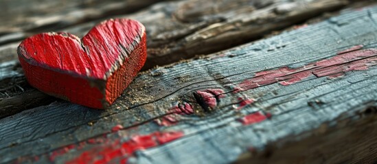 Canvas Print - Valentine's Day banner: Heart on wood.