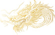Dragon head, vector Chinese New Year golden line art, Lunar New Year design element, Chinese dragon, editable animal head, Asian culture, holiday, zodiac, design graphics, dragon festival, transparent