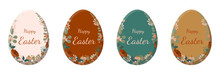 Easter Eggs. Easter Eggs With Flowers. Easter Set