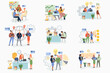Abstract business people mini compositions set