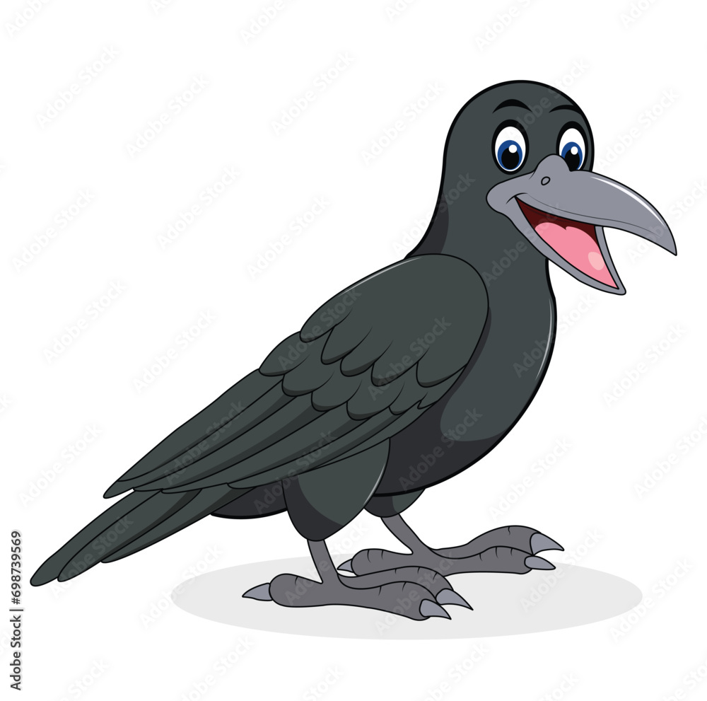 Crow isolated on white background cartoon style vector illustration ...