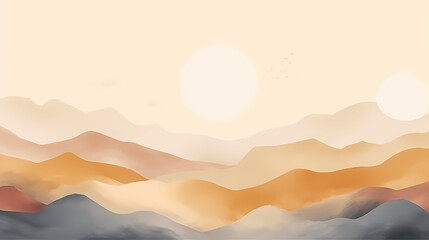 abstract hills, sunset, sunrise natural landscape background, abstract poster web page ppt backgroun