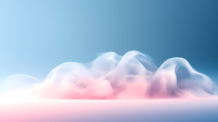 Wall Mural - Beautiful light blue background with white smoke trailing across the floor and pink lights