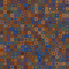 Aufkleber - Floral geometric mandala shapes, vintage style seamless pattern background.