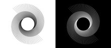 Abstract Background With Lines In Circle. Art Design Spiral As Logo Or Icon. A Black Figure On A White Background And An Equally White Figure On The Black Side.