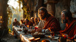 Jesus Christ and the apostles. Last Supper. Christian gospel illustration