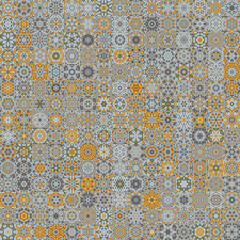 Aufkleber - Dark beige and black floral geometric shapes vintage style seamless pattern background.