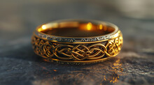 Golden Wedding Ring With Celtic Pattern