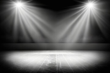 Poster - Empty stage background with spotlights and spotlights