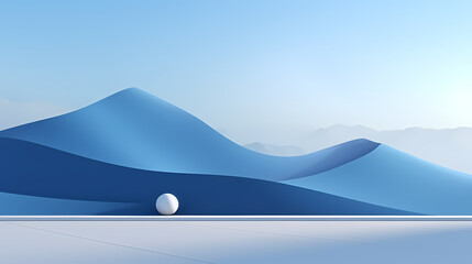 Wall Mural - Abstract realistic blue sky and mountains minimalist background style