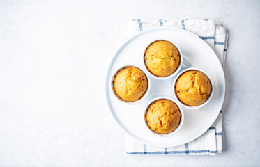 Wall Mural - Carrot muffins with drink