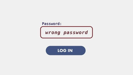 Wall Mural - person entering a wrong password. signing into an account on a website or app failed. white backgrou