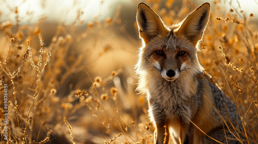 Desert Wildlife Elegance:  A desert fox or other wildlife species traversing the arid landscape, showcasing the adaptability and grace of animals in the harsh environment