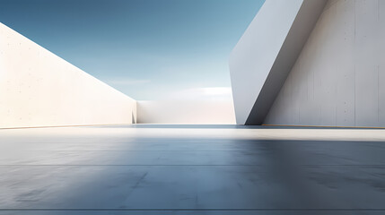 3d render of abstract futuristic architecture with empty concrete floor