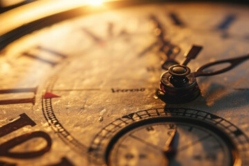 Poster - A detailed close-up of a clock with traditional Roman numerals. Perfect for illustrating the concept of time and punctuality