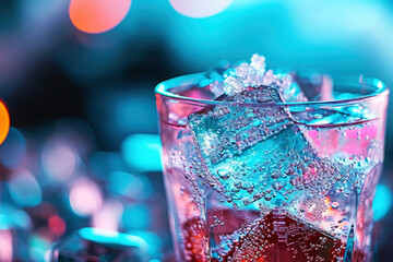 Poster - A refreshing glass of ice water, perfect for quenching your thirst on a hot day. Suitable for use in advertisements, health and wellness articles, and lifestyle blogs