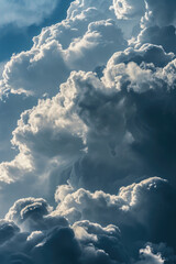 Poster - A jetliner soaring through the sky against a backdrop of fluffy white clouds. Perfect for travel and aviation-related projects