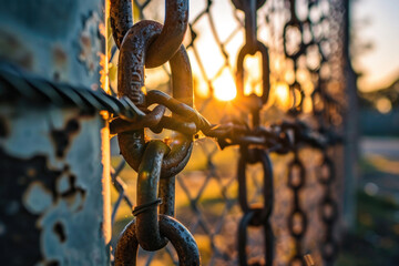 Aufkleber - Close-up view of a chain link on a fence. Versatile image suitable for various purposes