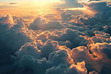 Poster - Sunlight breaking through the clouds. Perfect for depicting hope, optimism, and natural beauty. Can be used in various projects