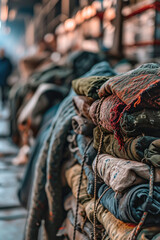 Poster - A pile of folded jeans stacked on top of each other. Versatile image for fashion, clothing, or organization concepts