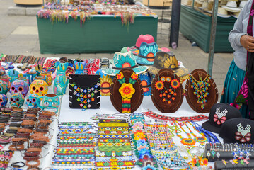 Wall Mural - Accessories made with multicolored chaquira. Mexican handicrafts made with colorful stones.